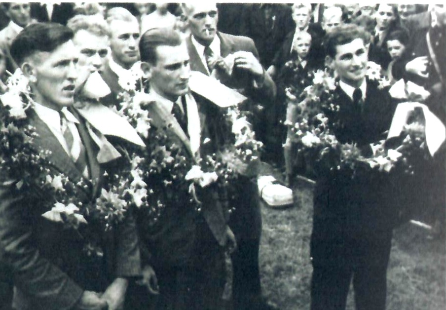 De winnaars van de  PC 1942: V.l.n.r.: Feite de Jager, Jan Rodenhuis en Frans Helfrich