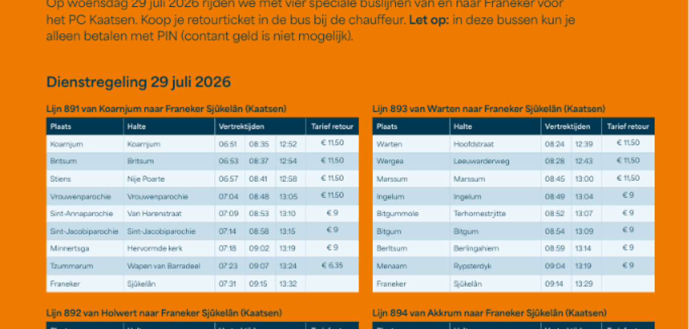PC Dienstregeling 2026
